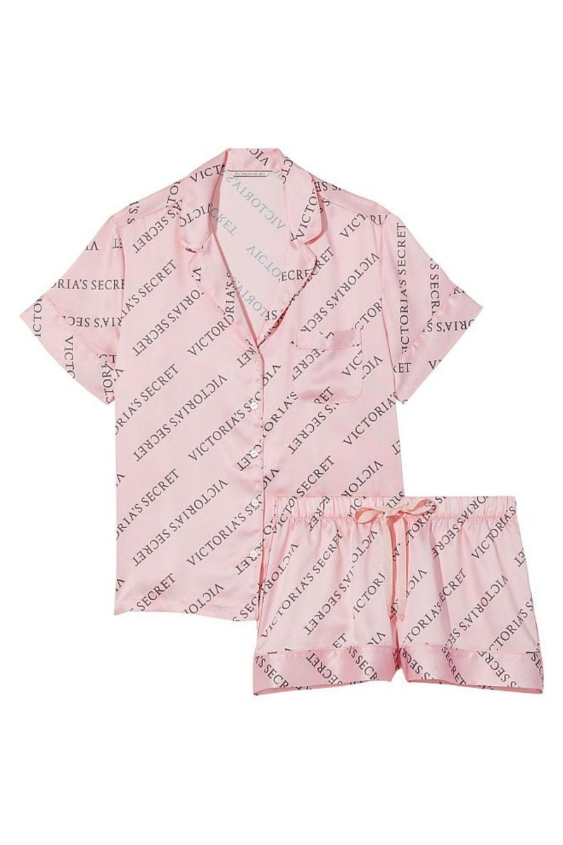 Victoria's Secret Satin Kort Pyjamas Roze | 39402-IKTU