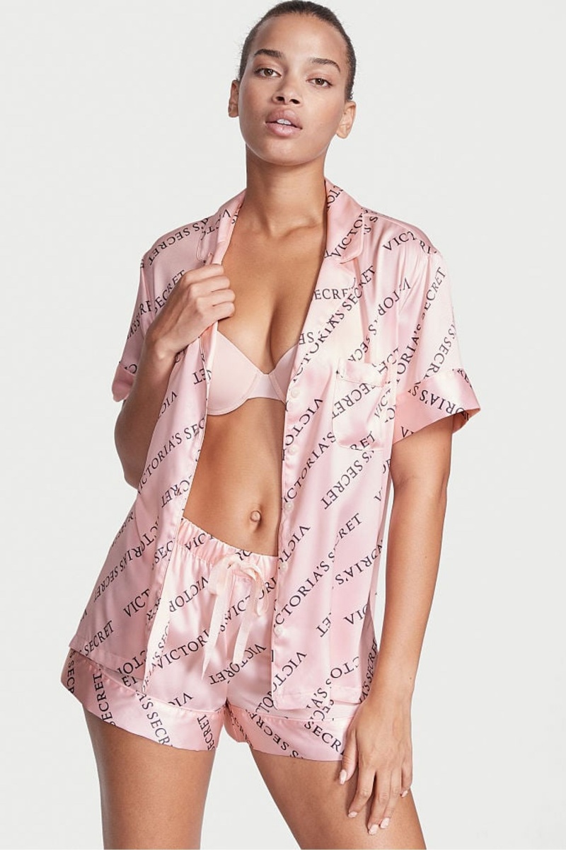 Victoria\'s Secret Satin Kort Pyjamas Roze | 39402-IKTU