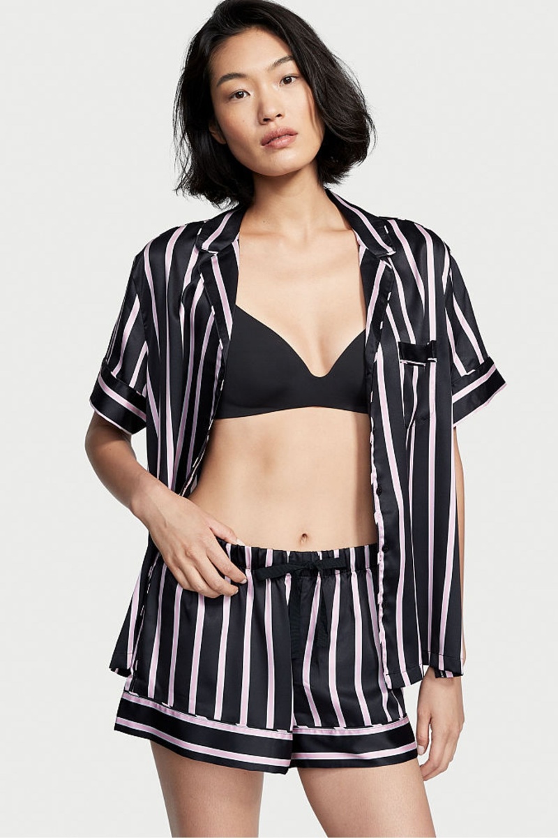 Victoria\'s Secret Satin Kort Pyjamas Zwart | 90456-CXIV