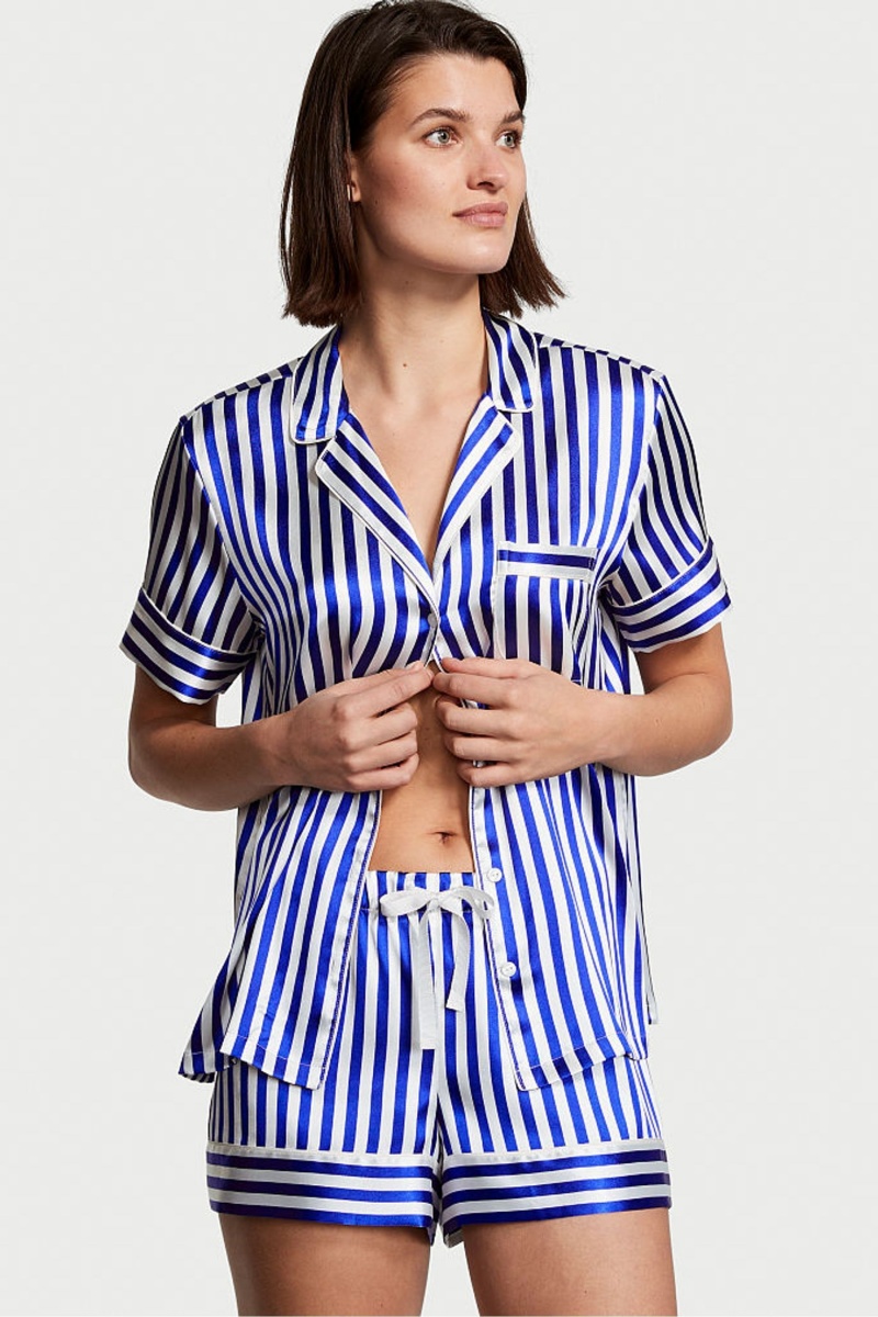 Victoria\'s Secret Satin Kort Pyjamas Zwart | 24697-RFQE