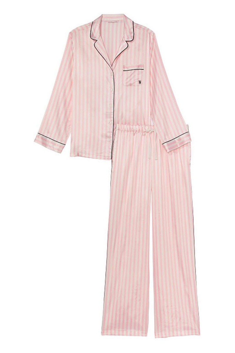 Victoria's Secret Satin Long Pyjama Set Roze | 29635-UIMC