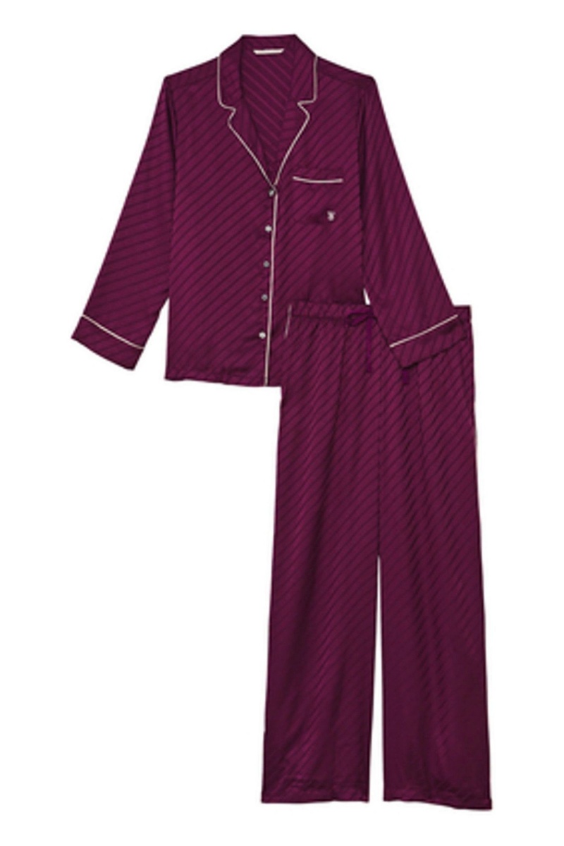 Victoria's Secret Satin Long Pyjamas Paars | 89714-AWZG