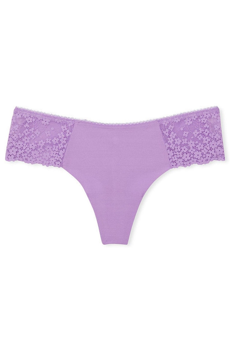 Victoria's Secret Sexy Illusions by Victorias Secret No Show Kanten String Knickers Zwart | 61720-JHIT