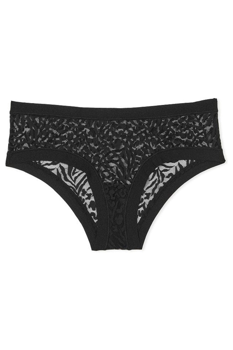 Victoria's Secret Sexy Illusions by Victorias Secret Mesh No Show Cheeky Knickers Zwart | 06173-ATYX