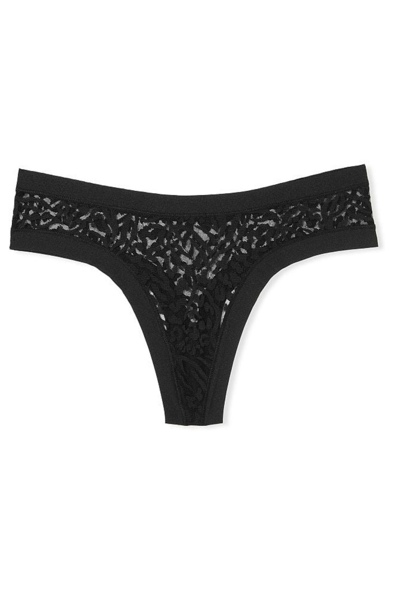 Victoria's Secret Sexy Illusions by Victorias Secret No Show String Knickers Zwart | 95318-BJSN