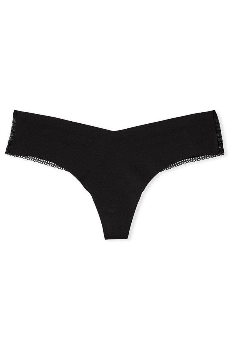 Victoria's Secret Sexy Illusions by Victorias Secret Kanten No Show String Knickers Zwart | 30895-EBWQ