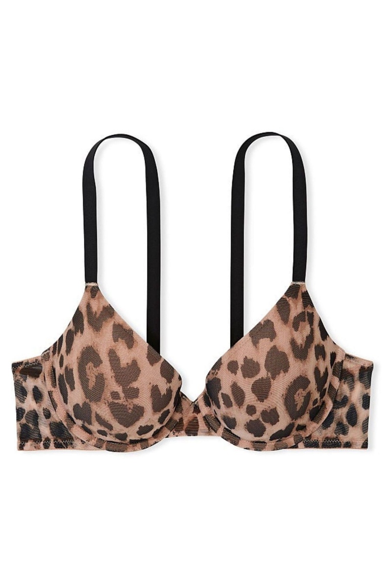 Victoria's Secret Sexy Illusions by Victorias Secret Angelight Mesh PushUp Bra Leopard Bruin | 52760-HJXA