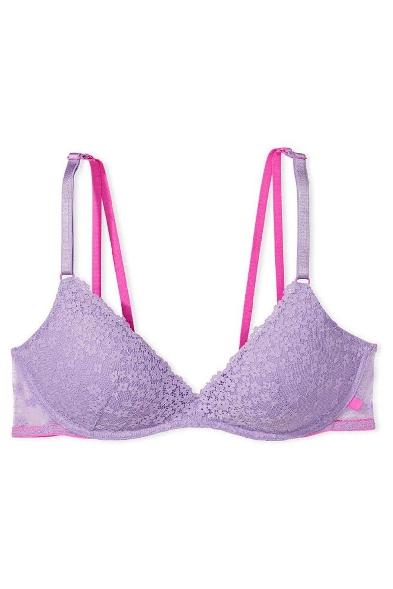 Victoria's Secret Sexy Tee Sexy T-Shirt Non Wired Push Up Bra Kanten Bra Paars | 16072-QEFC