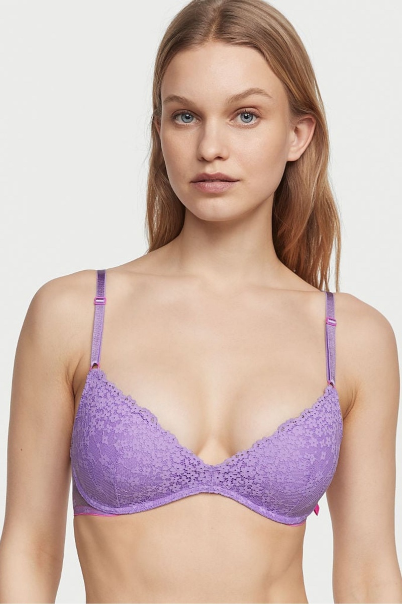 Victoria\'s Secret Sexy Tee Sexy T-Shirt Non Wired Push Up Bra Kanten Bra Paars | 16072-QEFC