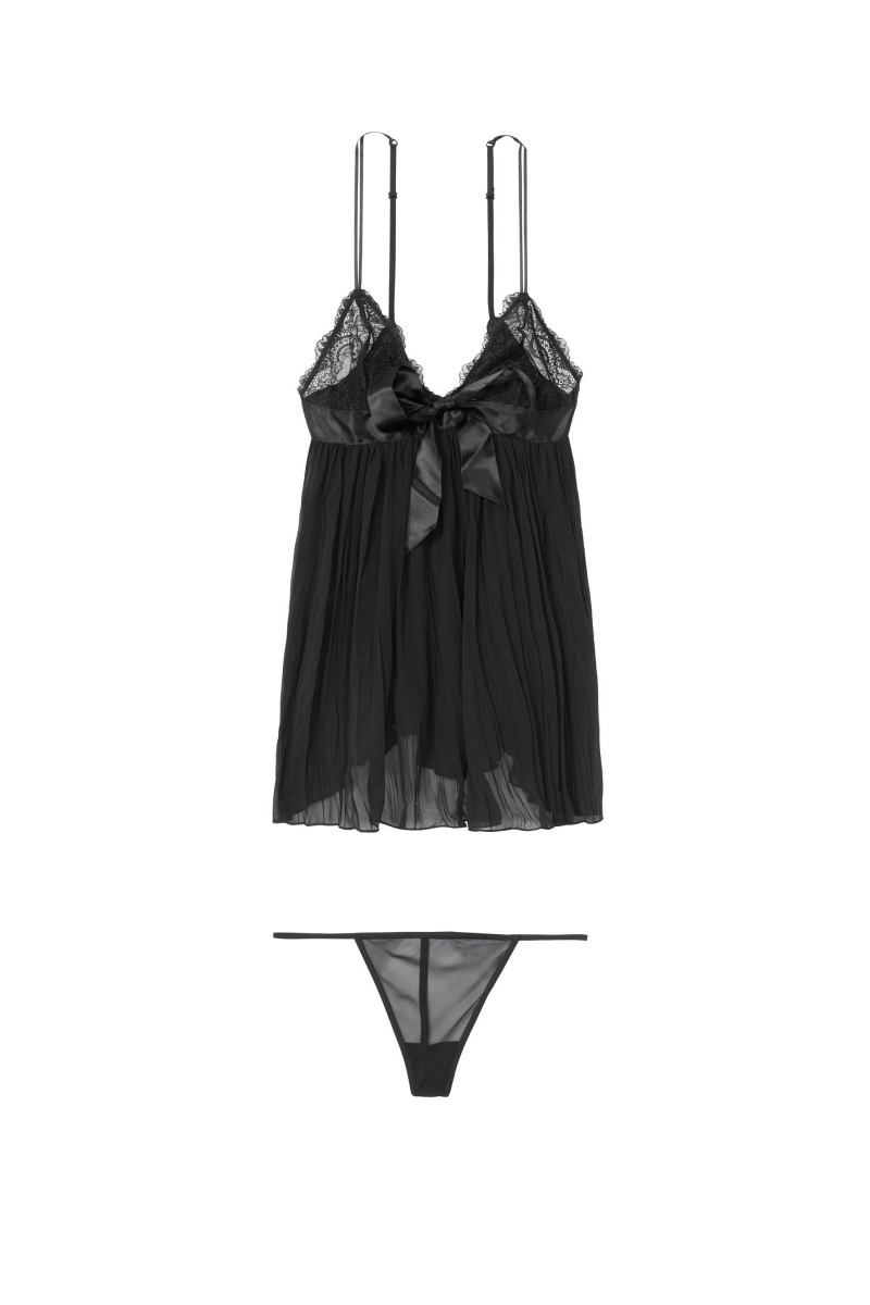 Victoria's Secret Sheer Geplooid Babydoll Zwart | 52381-JTIA