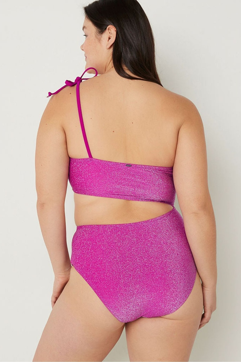 Victoria's Secret Shimmer One Shoulder Swimsuit Roze | 96241-APKQ