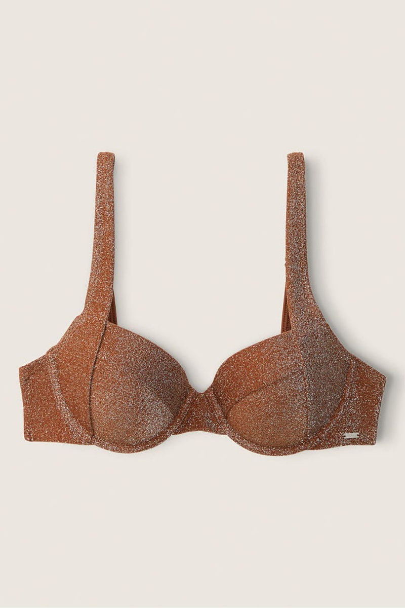 Victoria's Secret Shimmer Push Up Bikini Top Soft Cappucino | 73401-JKRC