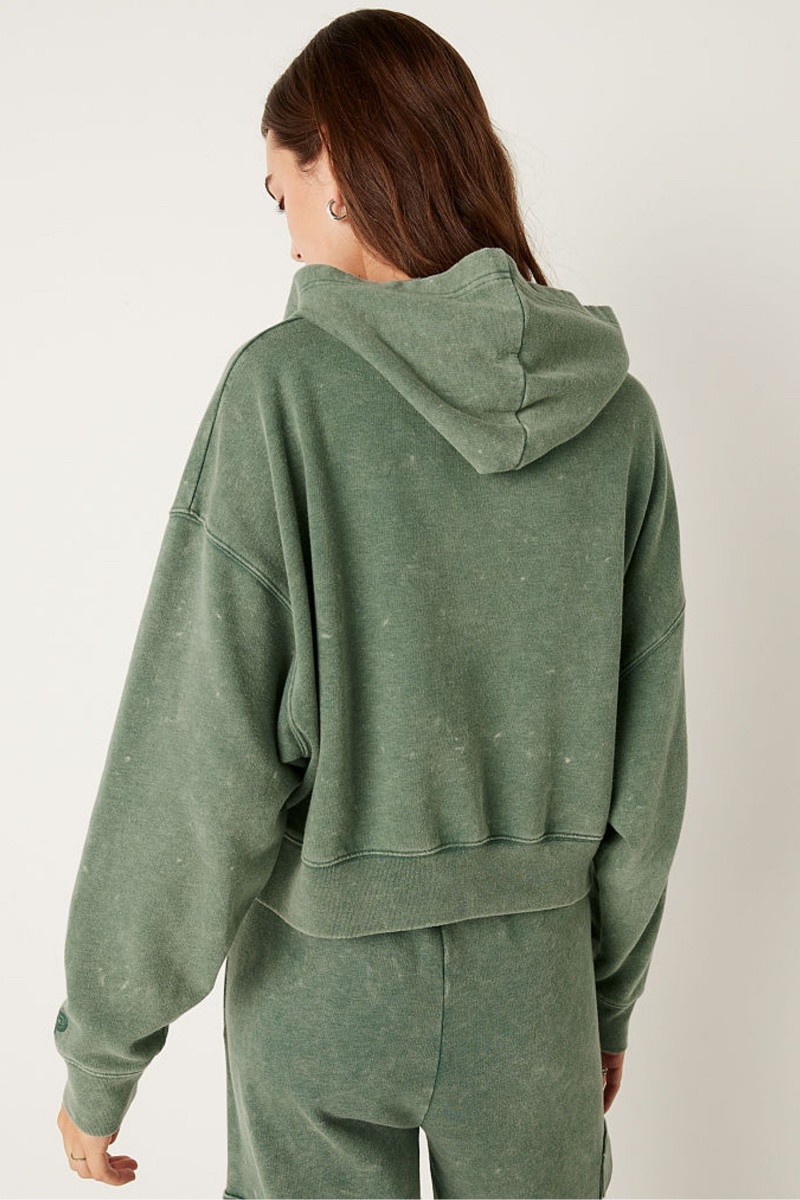 Victoria's Secret Shine Crop Long Sleeve Hoodie Groen Lichtturkoois | 43910-HIEN