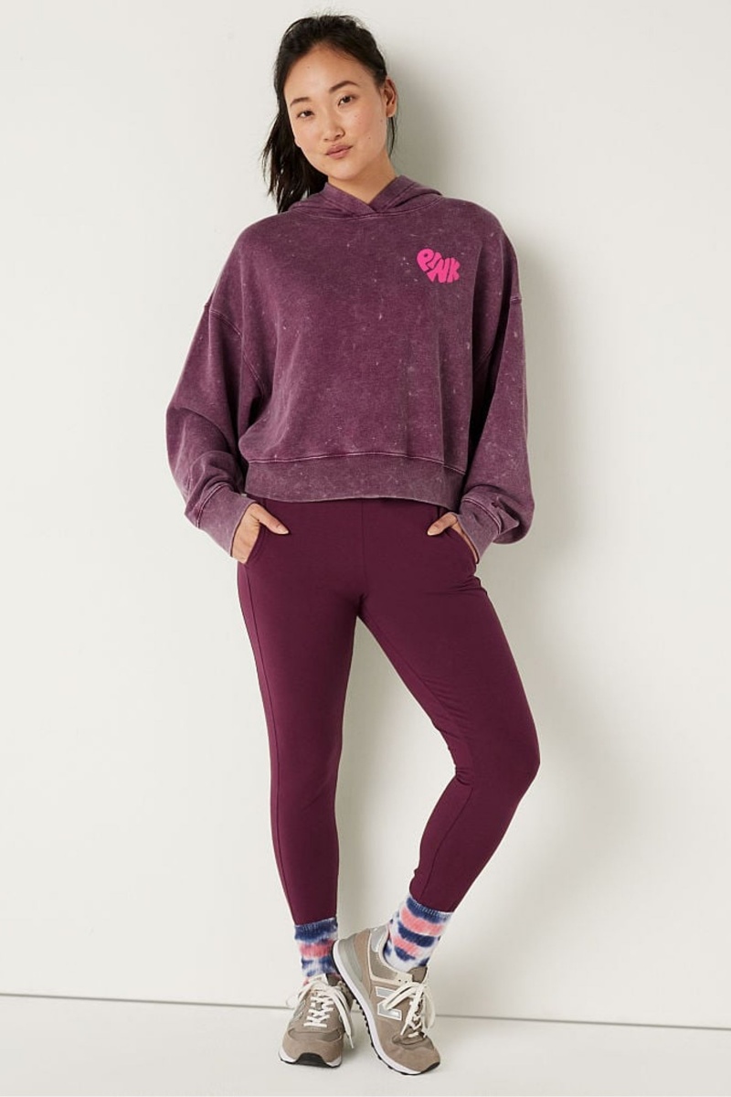 Victoria's Secret Shine Crop Long Sleeve Hoodie Bordeaux Rood | 67402-GWZF