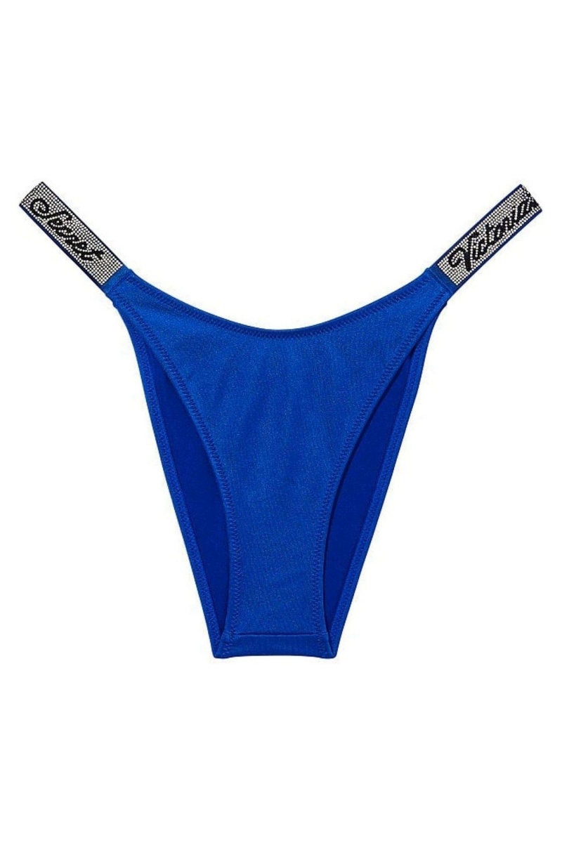 Victoria's Secret Shine Riemen Swim Bikini Bottom Blauw | 48629-UINO