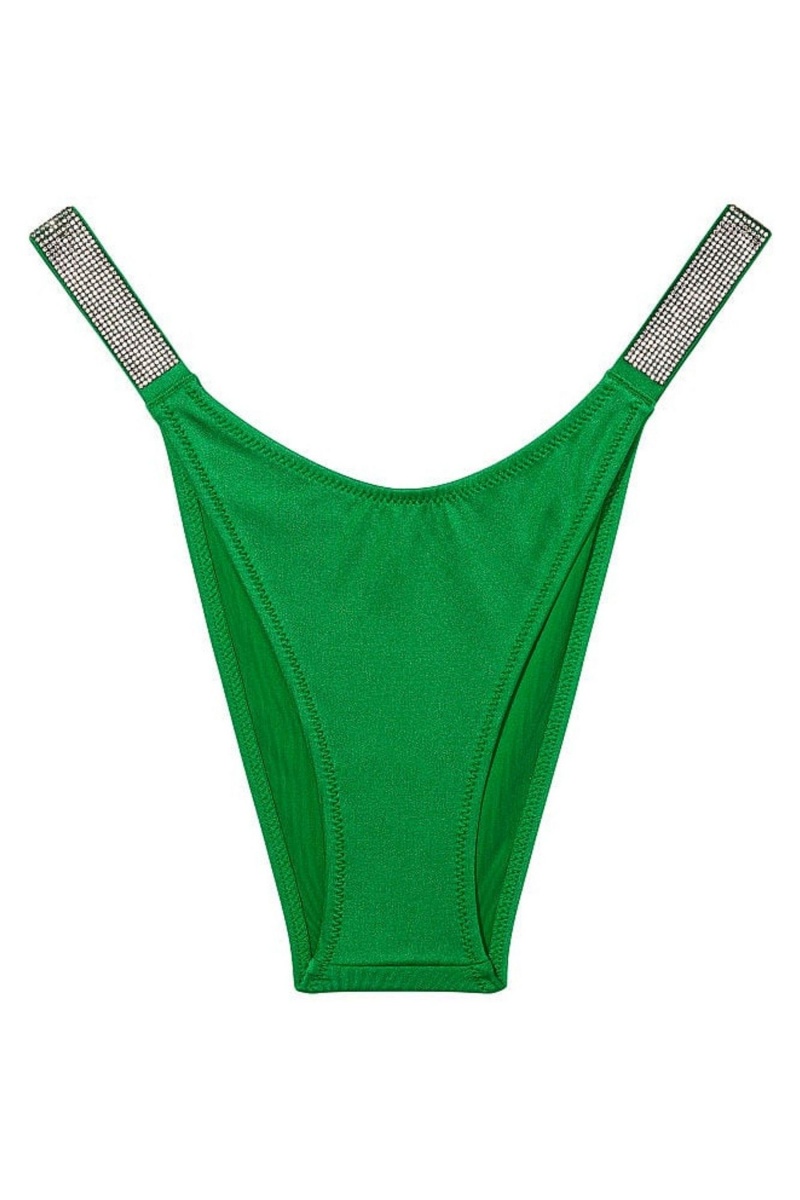 Victoria's Secret Shine Riemen Swim Bikini Bottom Groen | 74329-MSRB