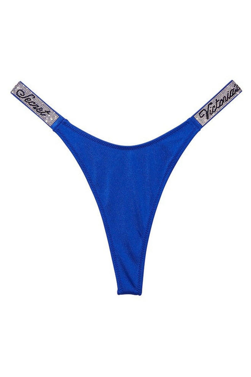 Victoria's Secret Shine Riemen Swim Bikini Bottom Zwart | 75032-HMZV