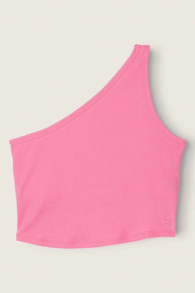 Victoria's Secret Shrunken One Shoulder Shelf Tank Roze | 95342-TCEU