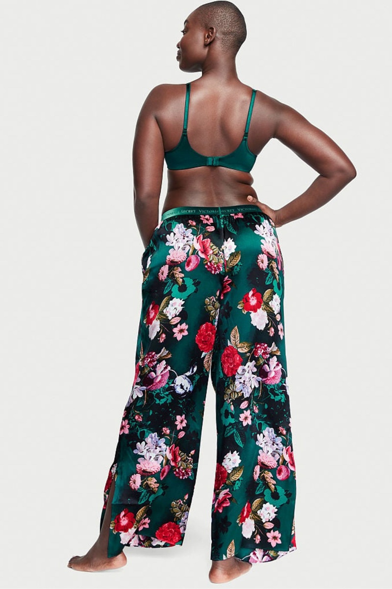 Victoria's Secret Silk Floral Pyjama Bottoms Groen | 45873-GMFP