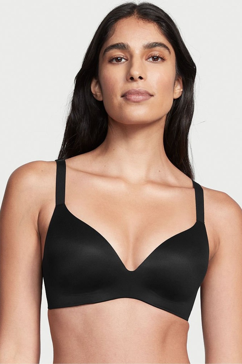 Victoria\'s Secret Smooth Lightly Gevoerde Non Wired Push Up Bra Zwart | 57619-OEKB