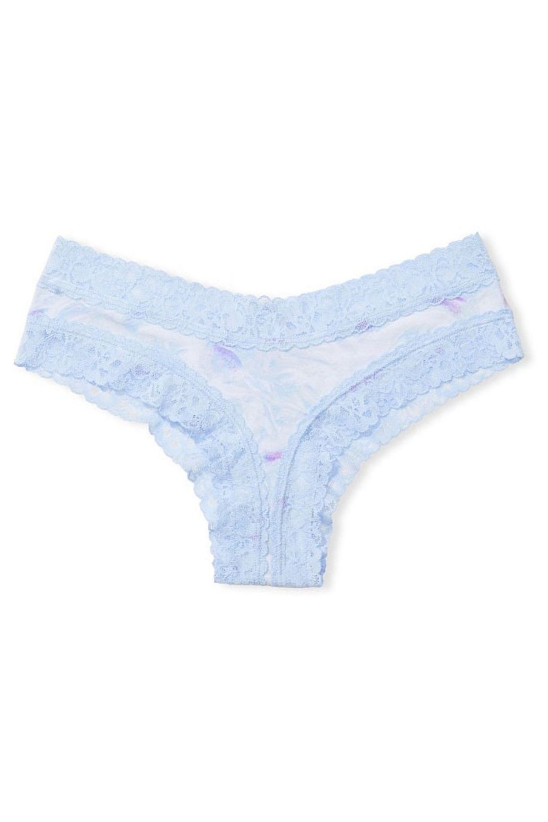 Victoria's Secret Stretch Katoenen Kanten Taille Katoenen Cheeky Knickers Blauw | 84369-WHCI