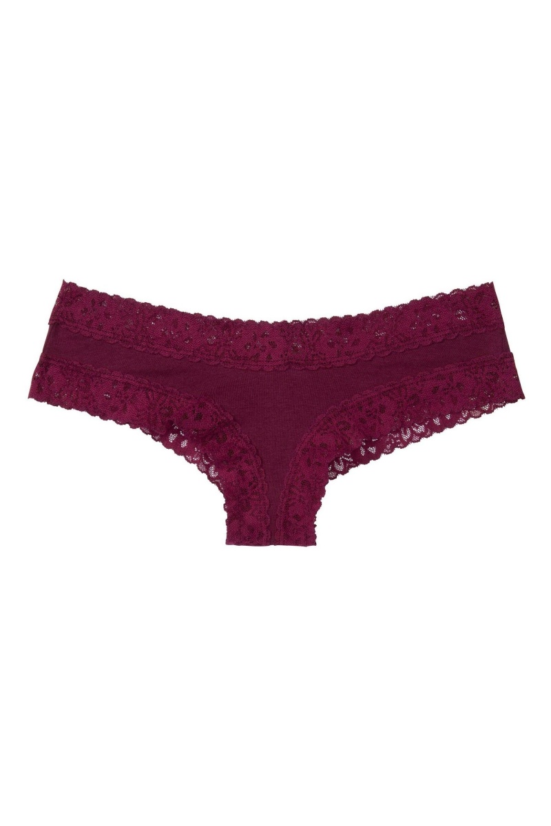 Victoria's Secret Stretch Katoenen Kanten Taille Katoenen Cheeky Knickers Blauw | 41908-PFAV