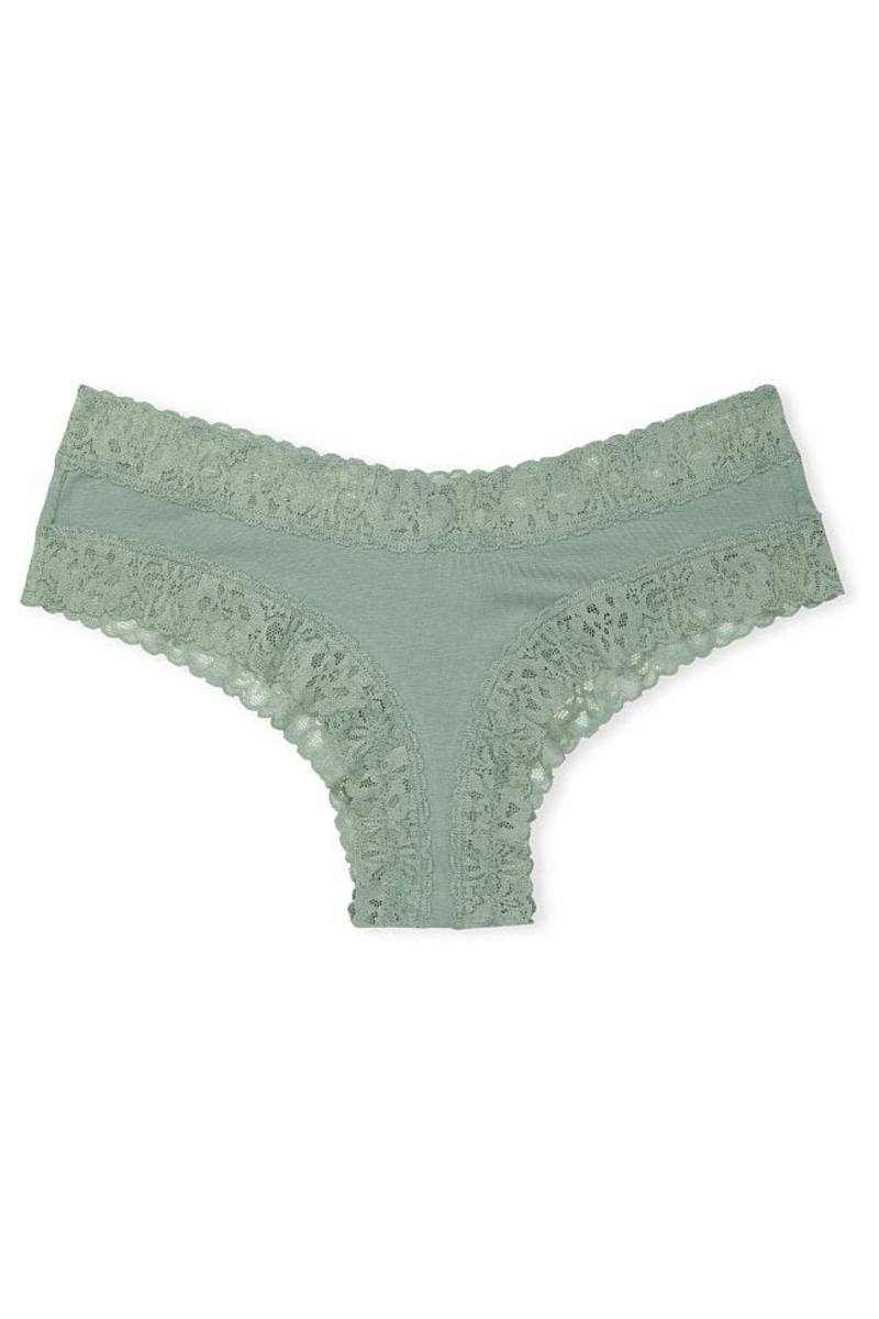 Victoria's Secret Stretch Katoenen Kanten Taille Katoenen Cheeky Knickers Groen | 13724-ZYNM