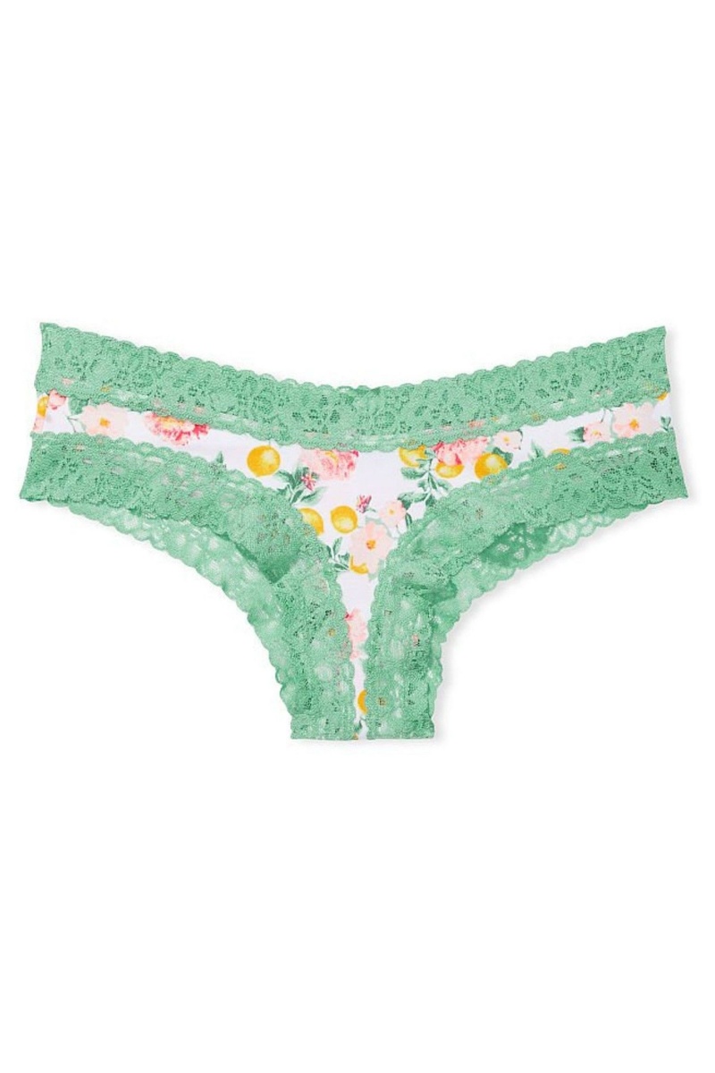 Victoria's Secret Stretch Katoenen Kanten Taille Katoenen Cheeky Knickers Blauw | 09873-OXZM