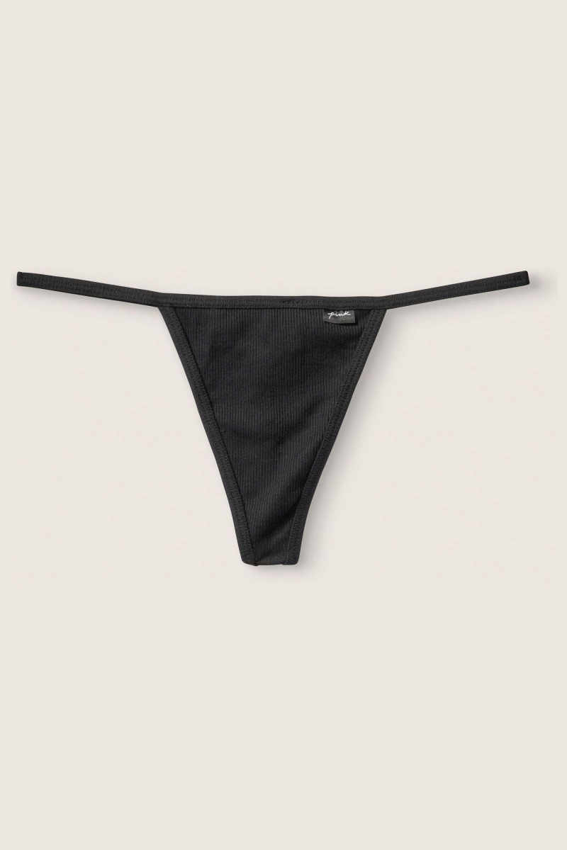 Victoria\'s Secret Stretch Katoenen Katoenen G String Knickers Zwart | 58962-VYGN