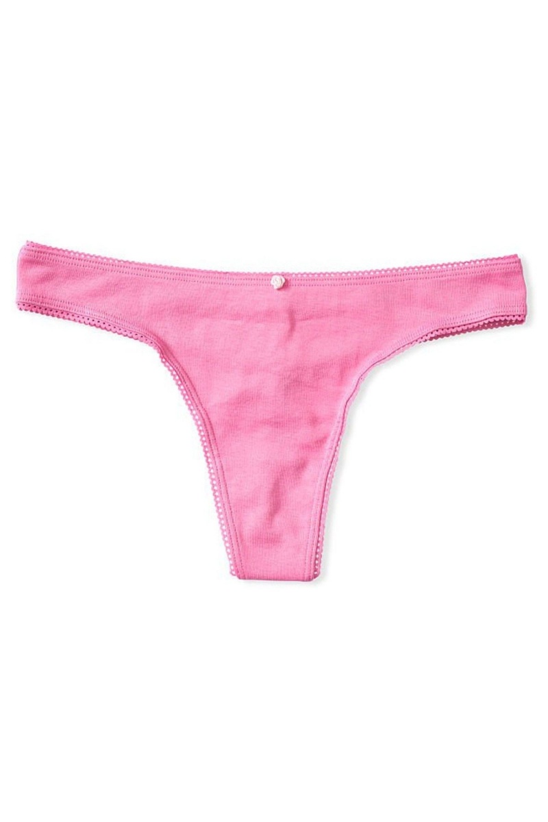 Victoria's Secret Stretch Katoenen Katoenen String Knickers Roze | 43570-DELS