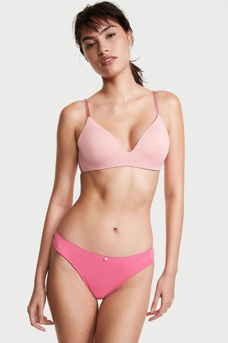 Victoria\'s Secret Stretch Katoenen Katoenen String Knickers Roze | 43570-DELS