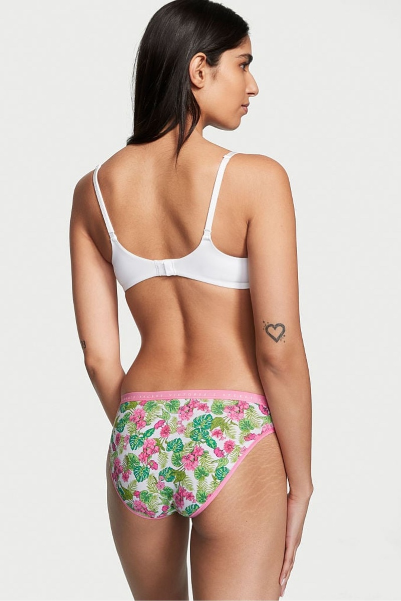 Victoria's Secret Stretch Katoenen Katoenen Bikini Knickers Whtie Tropical Oasis | 30982-XSZE