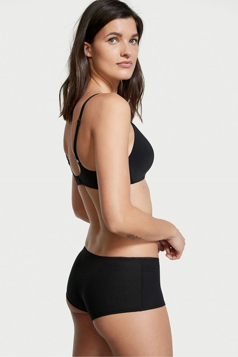 Victoria's Secret Stretch Katoenen Katoenen Kort Knickers Zwart | 70852-ZFCK