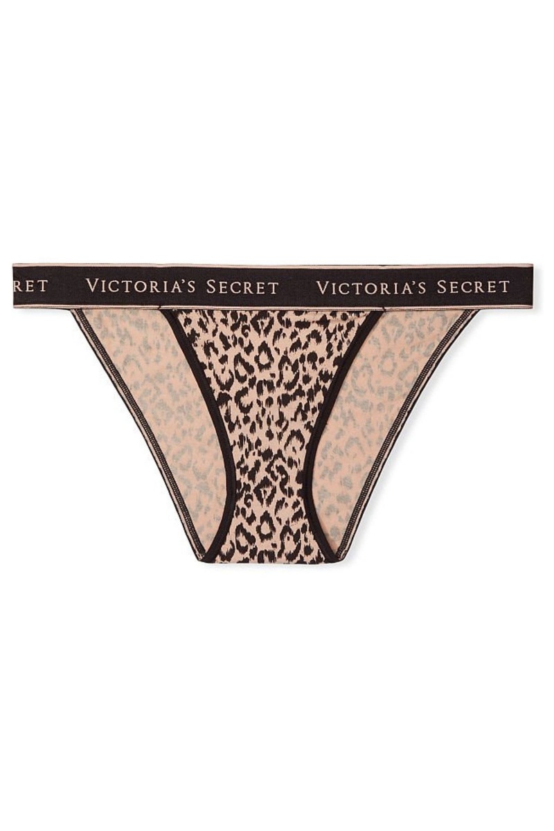 Victoria's Secret Stretch Katoenen Katoenen Logo String Knickers Leopard | 46125-FJXT