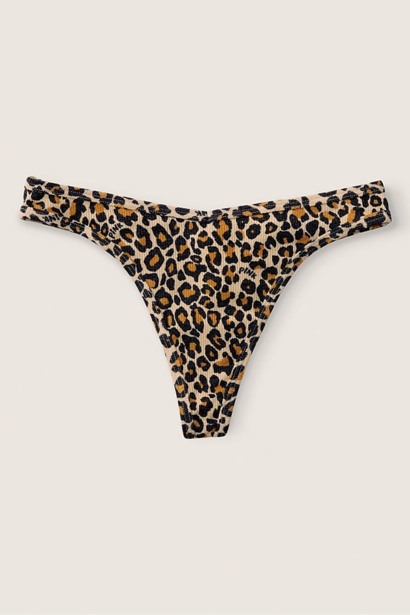 Victoria\'s Secret Stretch Katoenen Katoenen String Knickers Natural Leo | 96407-JYNM