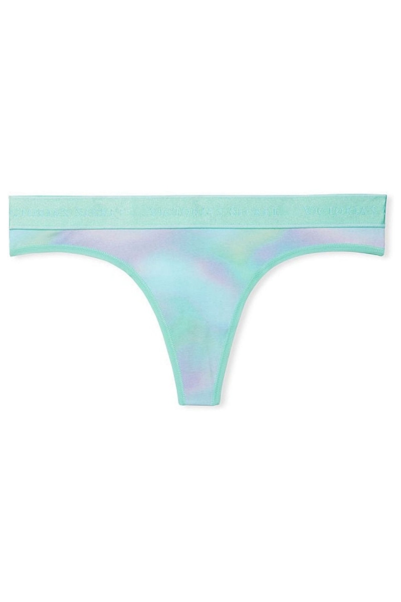 Victoria's Secret Stretch Katoenen Katoenen Logo String Knickers Zwart | 43692-CXHU