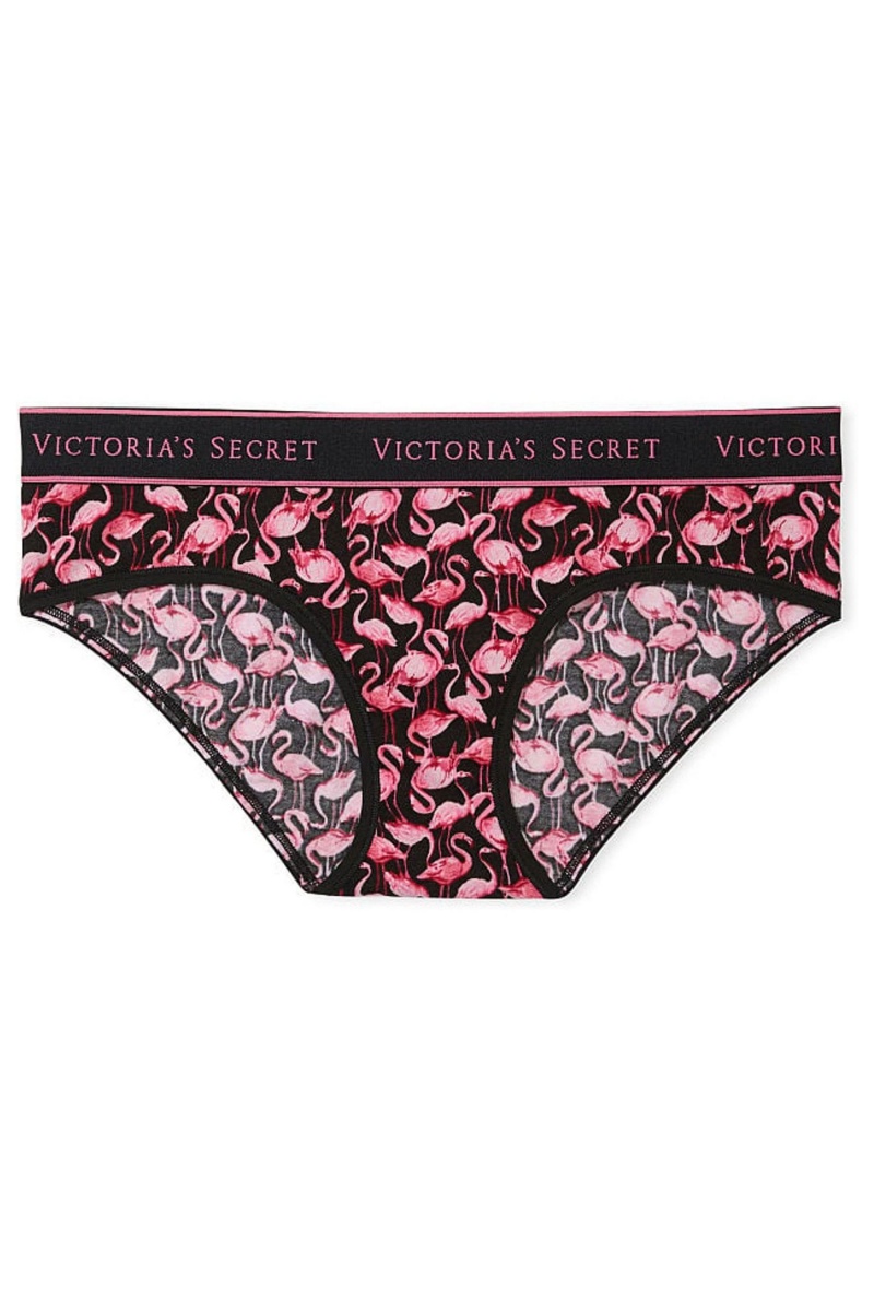 Victoria's Secret Stretch Katoenen Katoenen Logo Hipster Knickers Zwart | 90584-FUYG