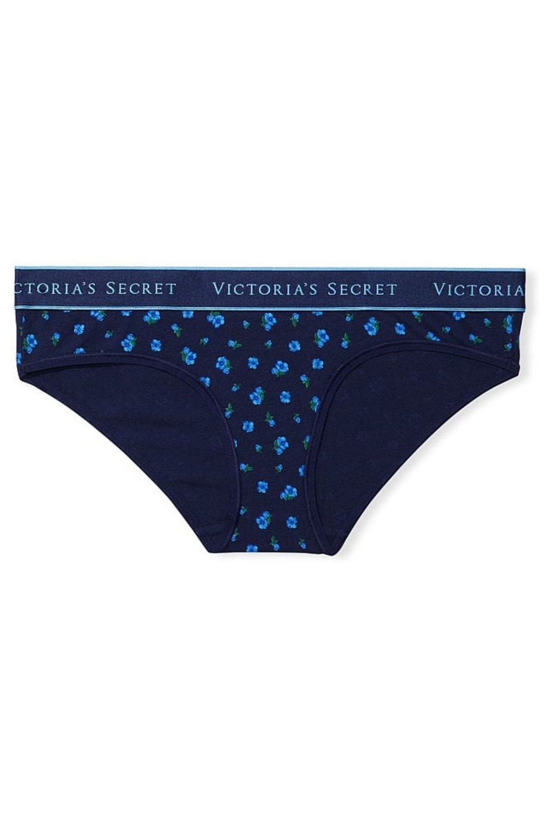 Victoria's Secret Stretch Katoenen Katoenen Logo Hipster Knickers Donkerblauw Blauw | 93280-XHKA