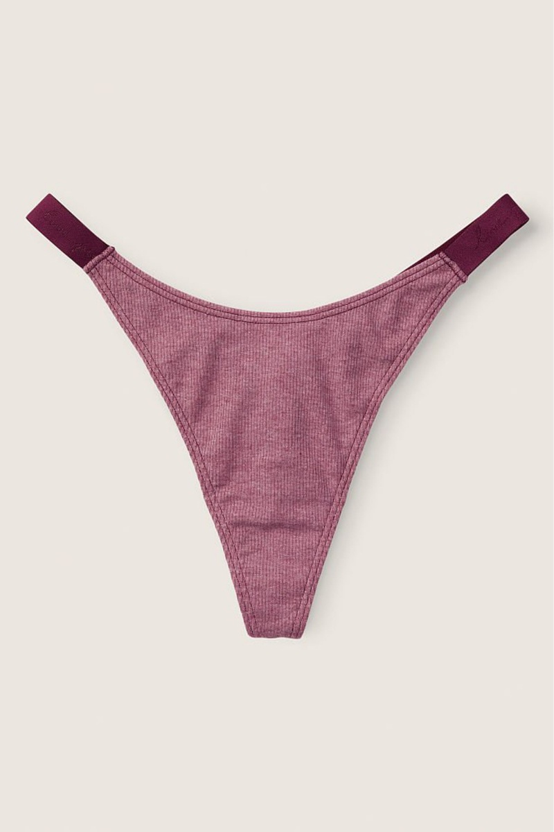 Victoria\'s Secret Stretch Katoenen Katoenen High Leg Logo String Knickers Bordeaux Paars | 04759-JBUM