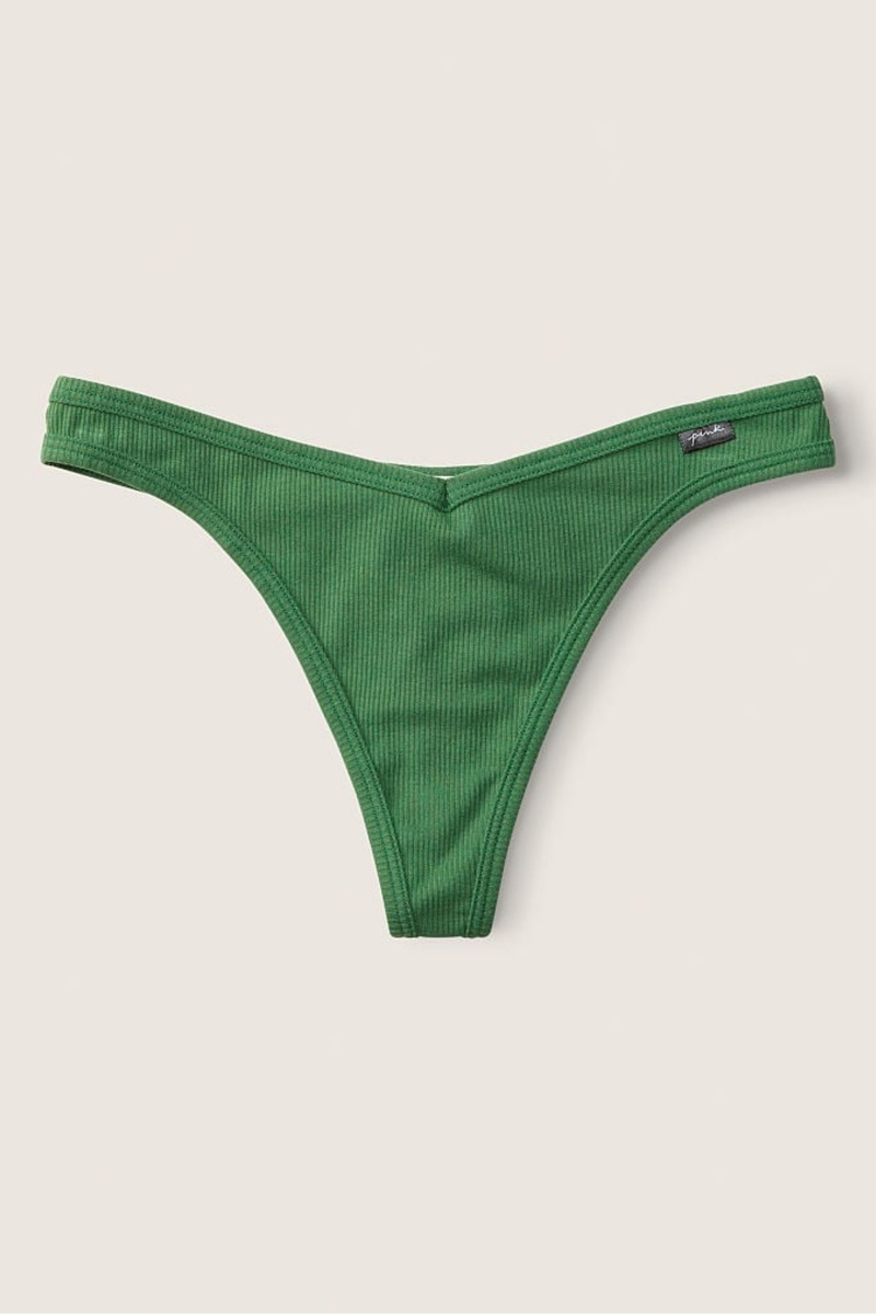 Victoria\'s Secret Stretch Katoenen Katoenen String Knickers Groen | 19206-ZQGE