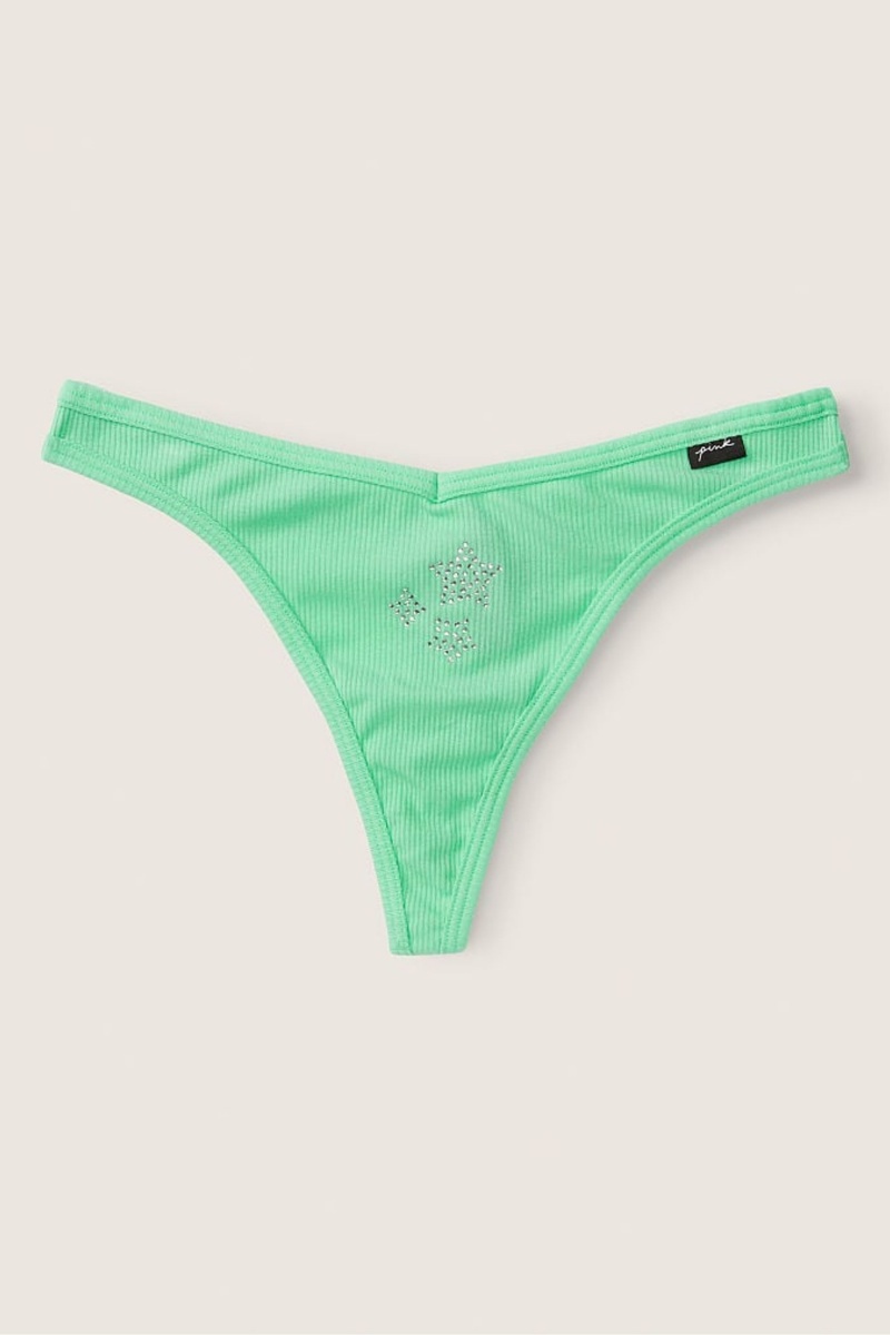 Victoria's Secret Stretch Katoenen Katoenen String Knicker Groen | 94312-MZOT