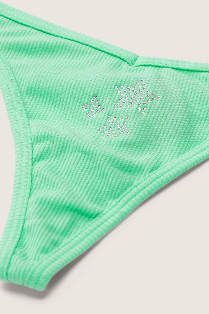 Victoria's Secret Stretch Katoenen Katoenen String Knicker Groen | 94312-MZOT