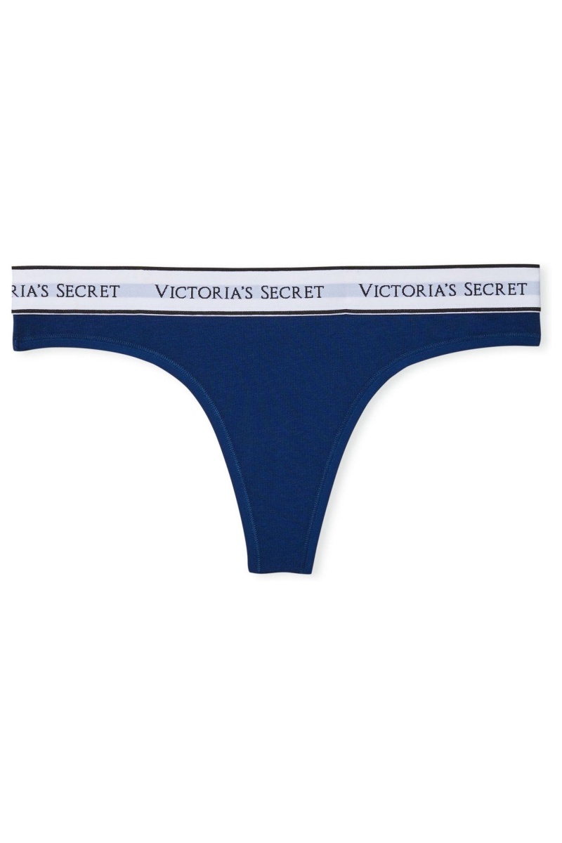 Victoria's Secret Stretch Katoenen Logo Knickers Blauw | 80652-GZBP