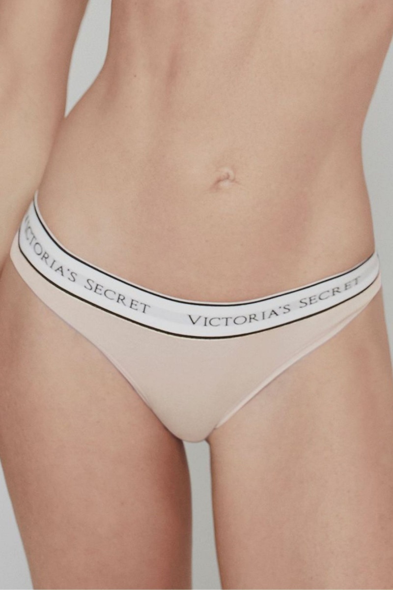 Victoria\'s Secret Stretch Katoenen Logo Knickers Nude | 38405-QZFE