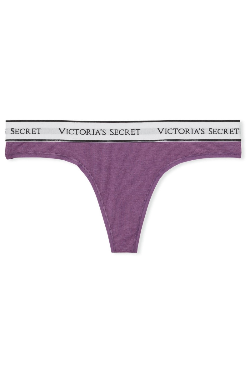 Victoria's Secret Stretch Katoenen Logo Knickers Paars | 01564-KGDO