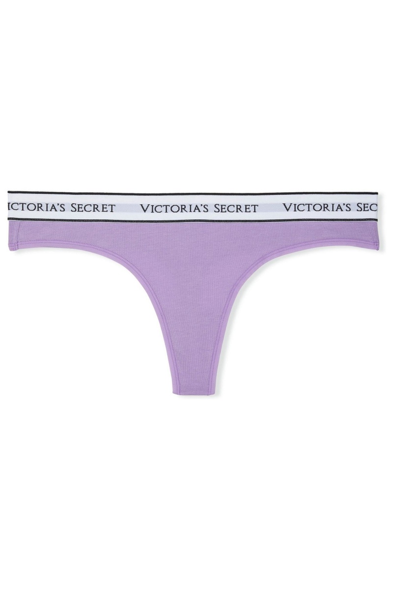 Victoria's Secret Stretch Katoenen Logo Knickers Paars | 32749-TWBM