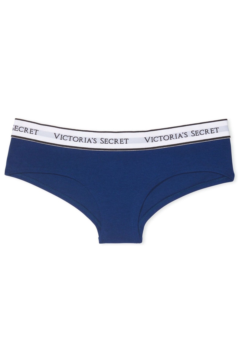 Victoria's Secret Stretch Katoenen Logo Knickers Blauw | 82634-WGOV