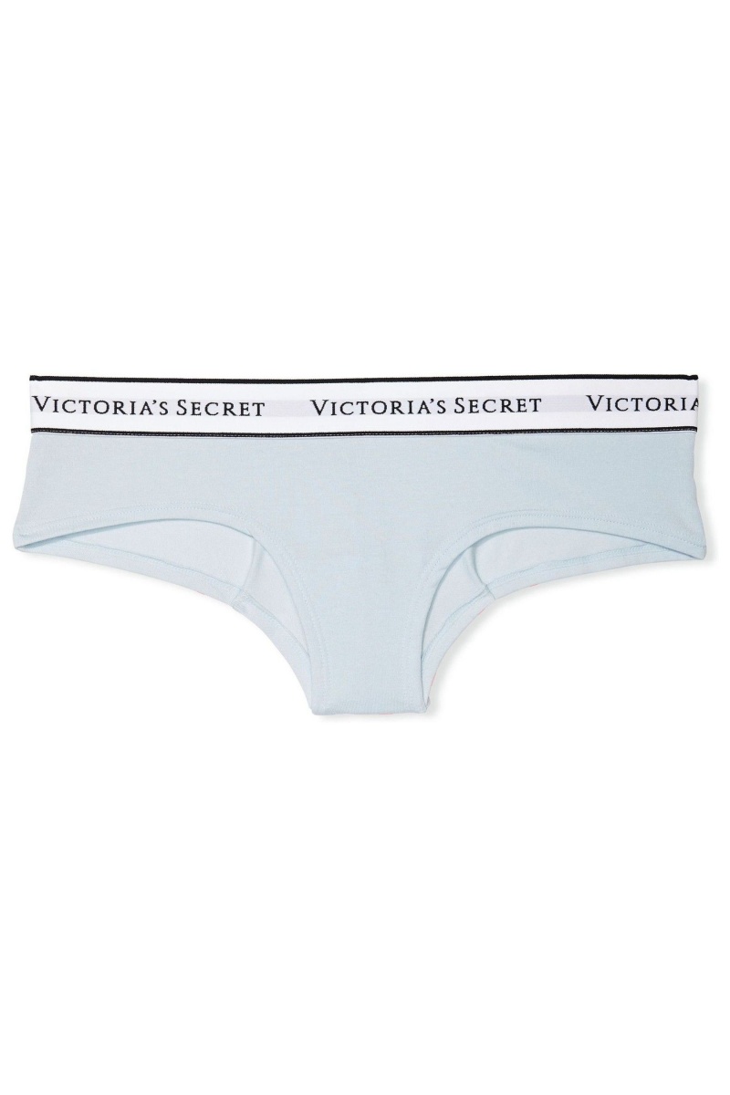 Victoria's Secret Stretch Katoenen Logo Knickers Blauw | 65372-SPWN