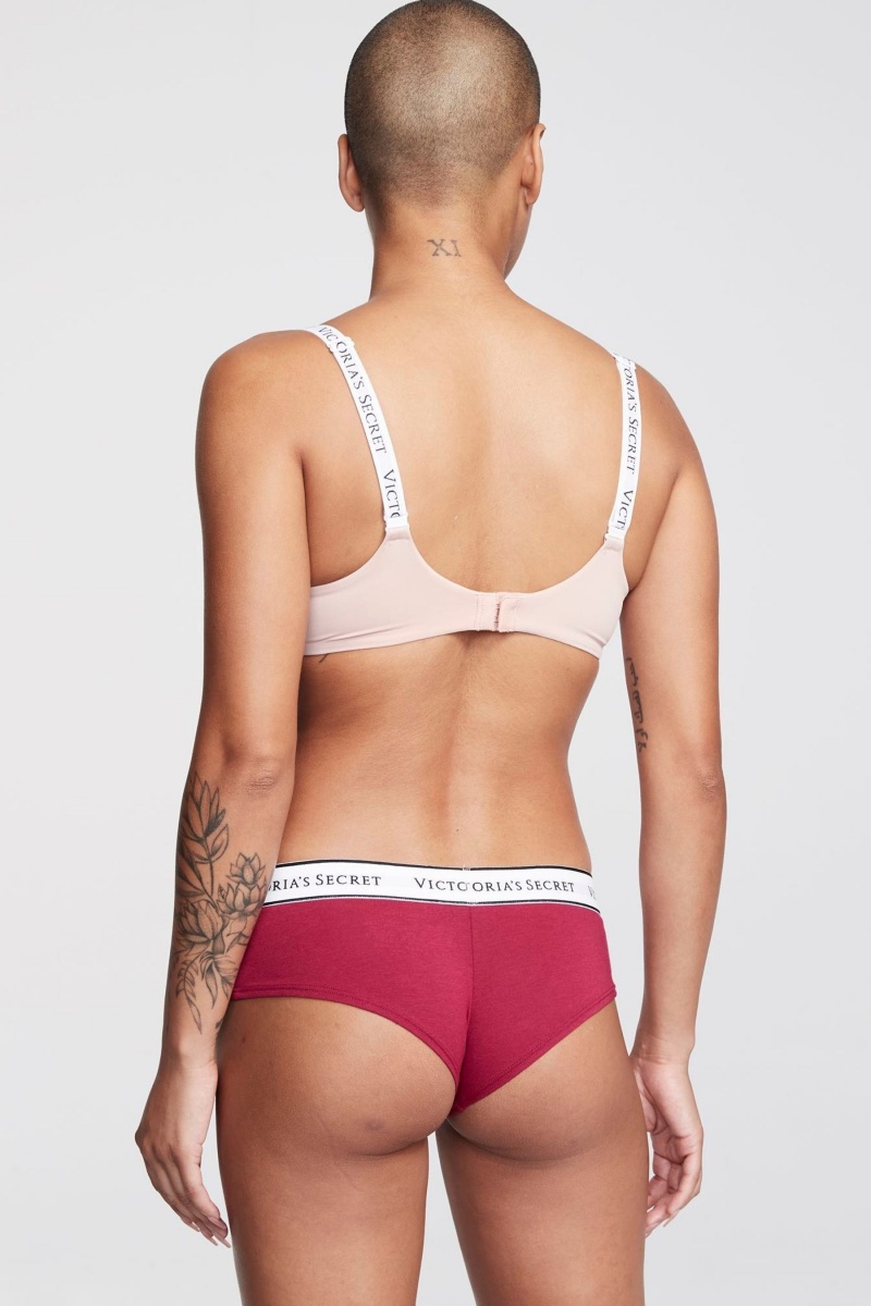 Victoria's Secret Stretch Katoenen Logo Knickers Rood | 26501-QOXZ