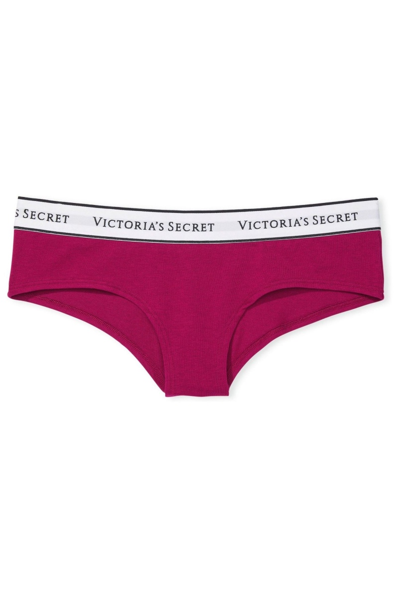 Victoria's Secret Stretch Katoenen Logo Knickers Rood | 26501-QOXZ